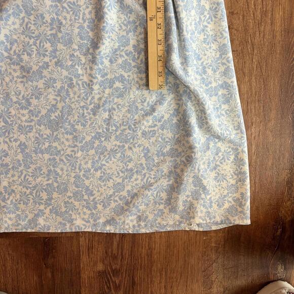 cottage milkmaid boho puff floral maxi dress who what wear small blue white - Picture 8 of 8